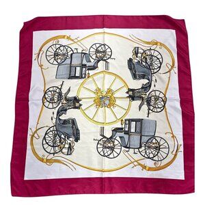 Vintage Horse Carriage Silk Scarf Royal Equestrian Design Headwear
